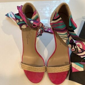 Donald J. Pliner Pink Heels with Colorful Ankle Wrap